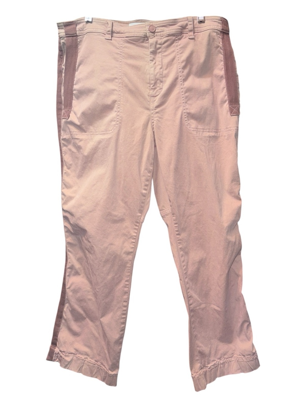 By Anthropologie blush pink utility pants with mauve stripe women’s 14
